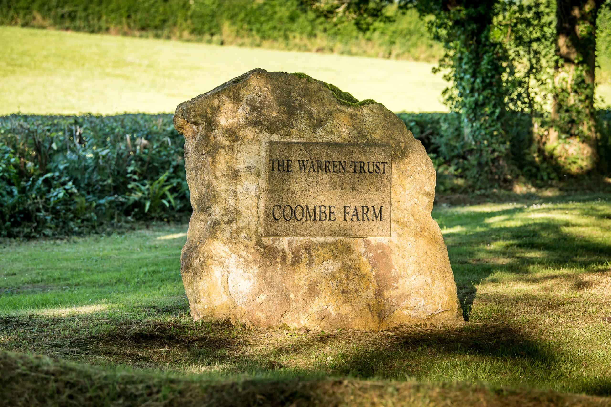 A H Warren Trust Coombe Farm stone sign