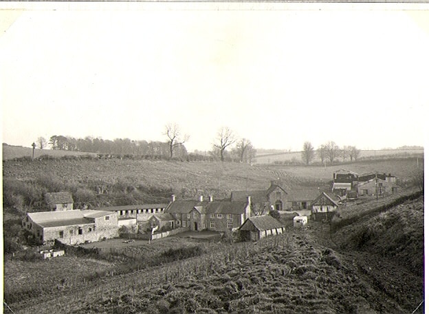 Black and white photo of Coombe Farm, Somerset
